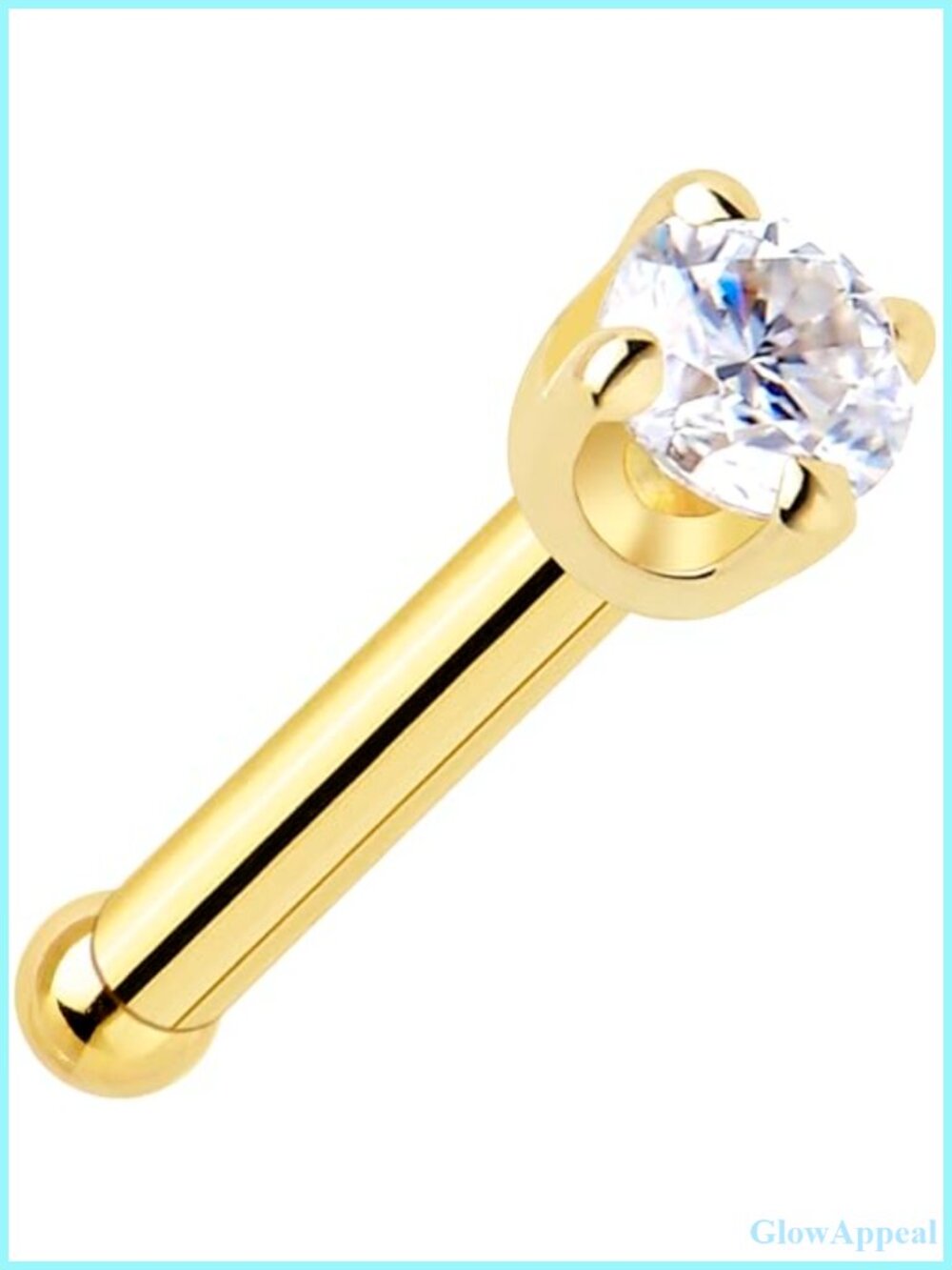 14k Solid Gold Nose Ring Stud 2mm Lab Grown Diamond Nose Bone Piercing